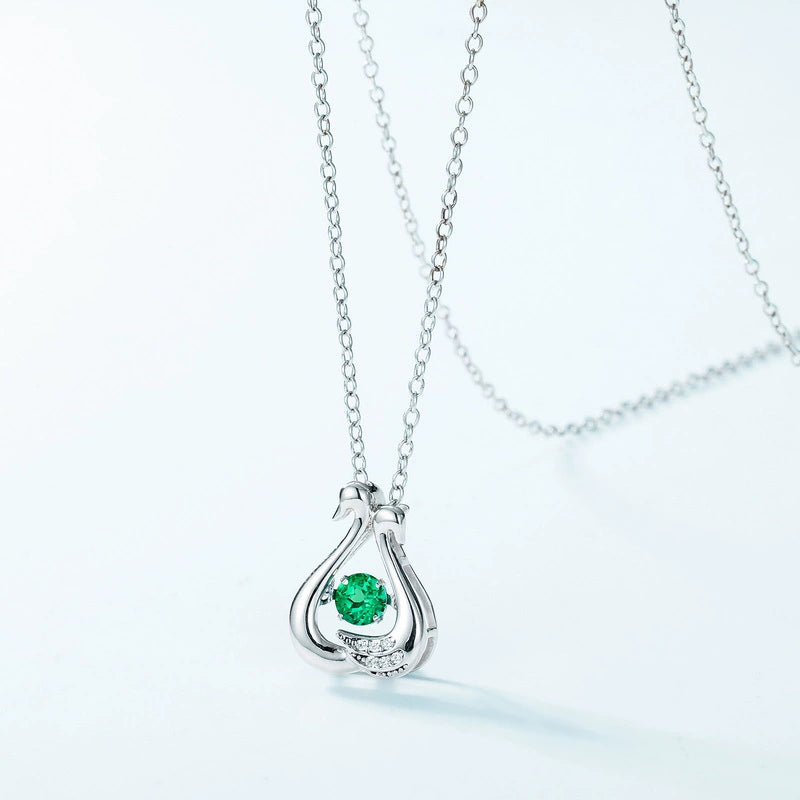Eloise Round Cut Lab Emerald Nature Necklace