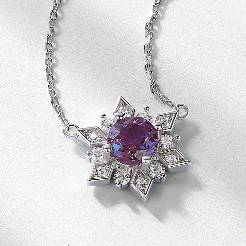 Nerina Round Cut Lab Alexandrite Nature Necklace