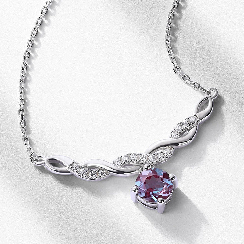 Isadora Round Cut Lab Alexandrite Unique Necklace