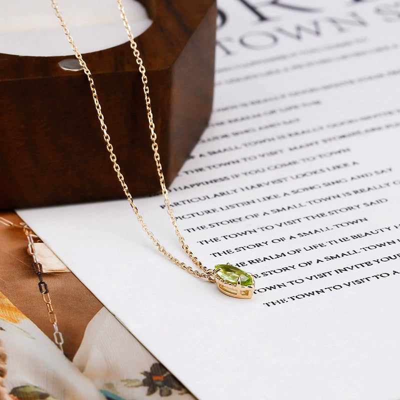 Mabeline - Oval Cut Peridot Classic Necklace