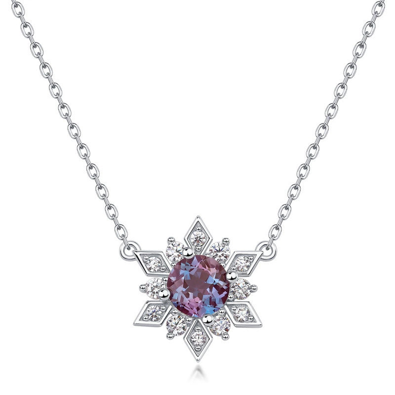 Nerina Round Cut Lab Alexandrite Nature Necklace