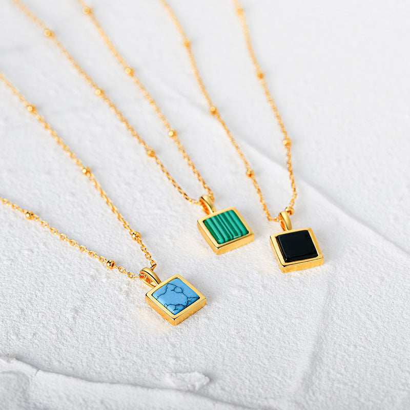 Celestial- Princess Cut Turquoise Classic Necklace