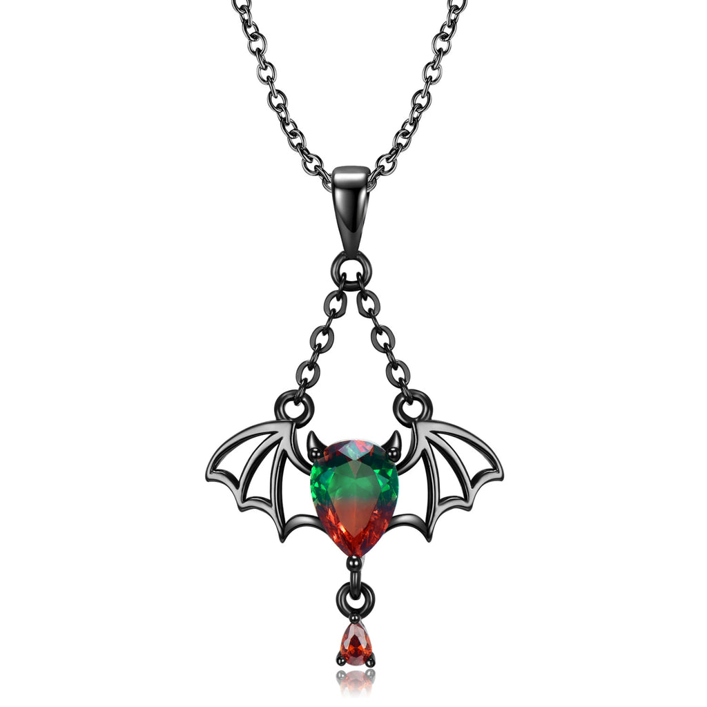 Memento Mori Custom Gothic Bat Necklace With Zircon Pendant