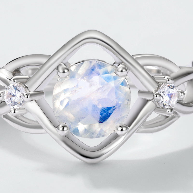 Round Cut Moonstone Ocean Spell Collection Adjustable Engagement Ring