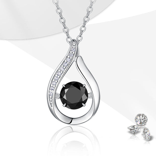Collier classique Noirra en moissanite noire taille brillant rond de 1 carat