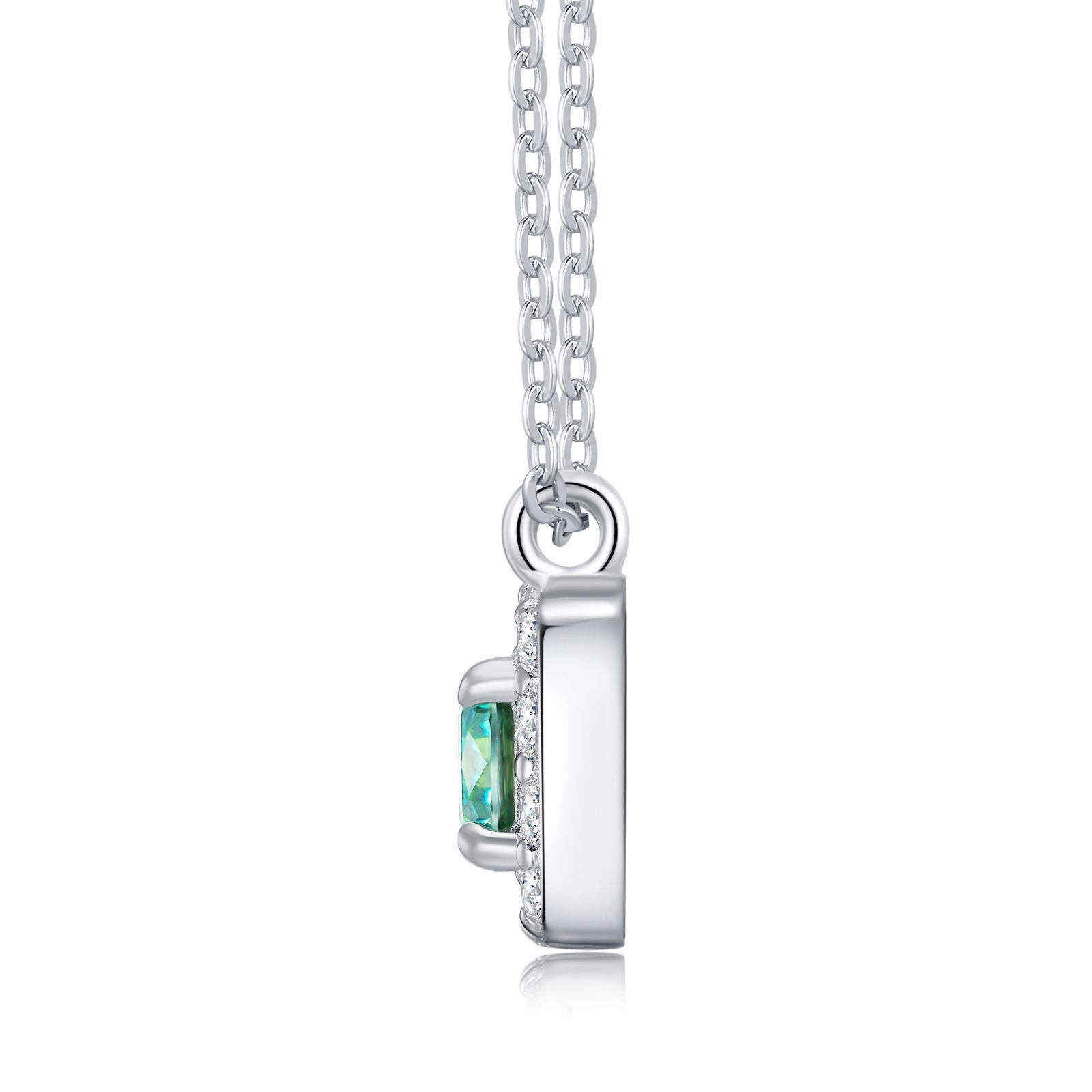 Tala - Round Cut Green Moissanite Halo Necklace