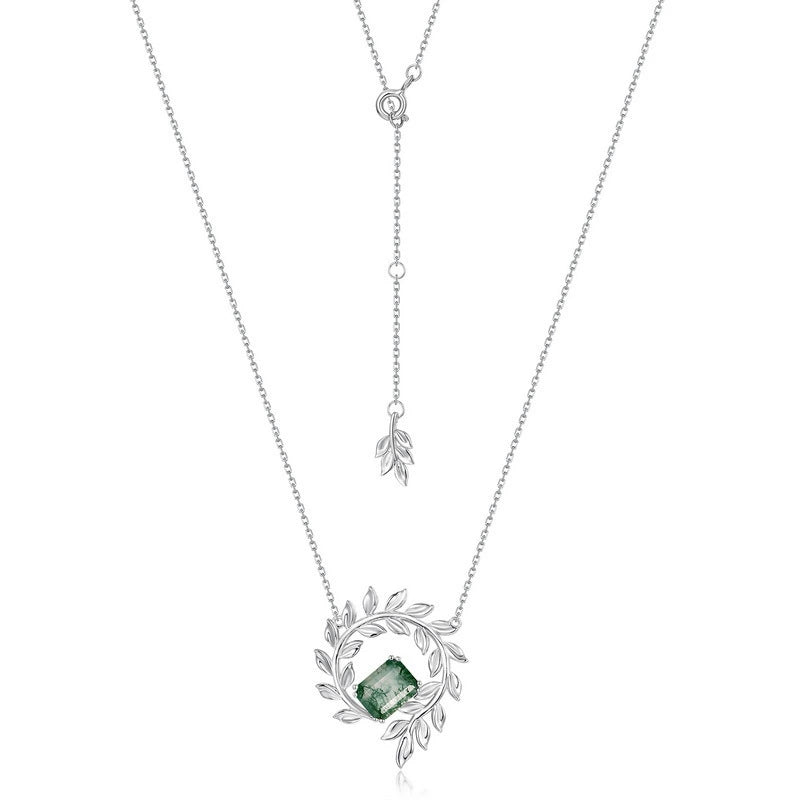 Odette Emerald Cut Moss Agate Nature Necklace
