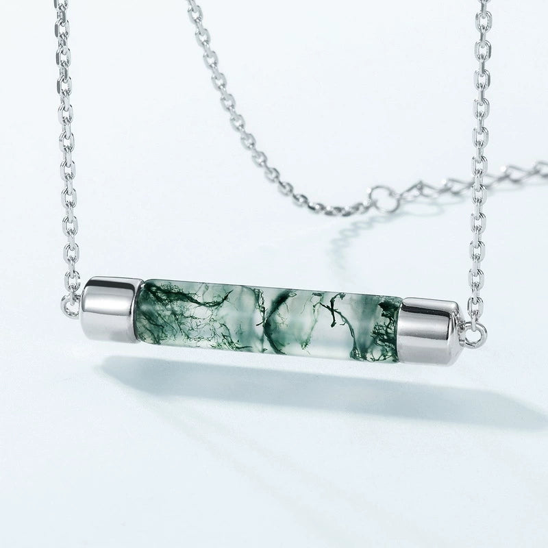 Aurora Kite Cut Moss Agate Unique Necklace