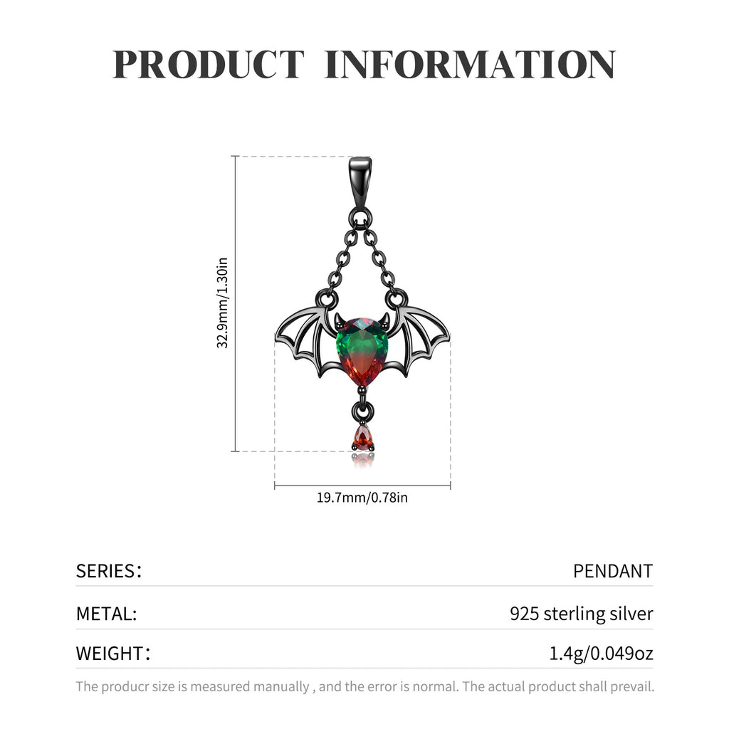 Memento Mori Custom Gothic Bat Necklace With Zircon Pendant