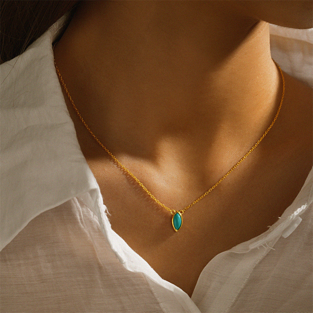Atlantis-Oval Cut Turquoise Classic Necklace