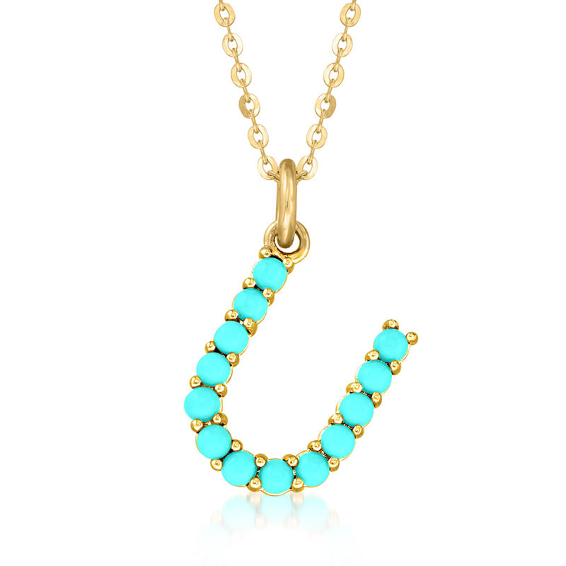 Persephone's Gift Elegant Turquoise Letter Dainty Classic Necklace