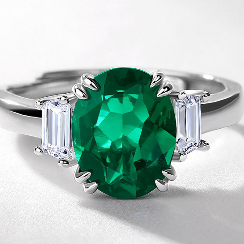 Oval Cut Lab Emerald Classic Collection Adjustable Engagement Ring