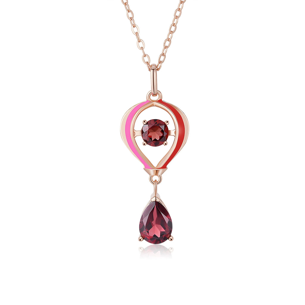 “Thea” Heart Shaped Pear Cut Garnet Unique Pendant