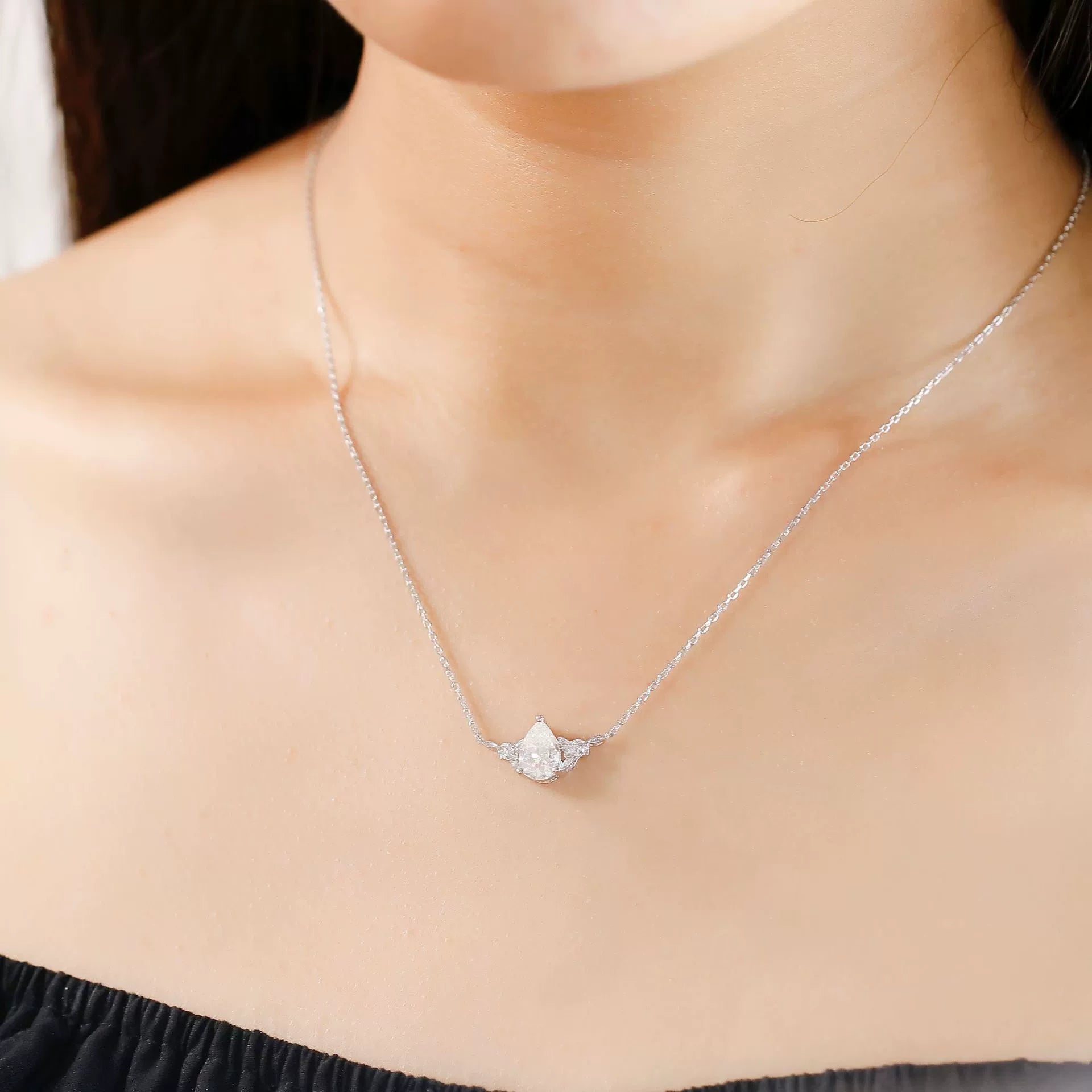 "Eira" Pear Cut Cubic Zirconia Classic Necklace