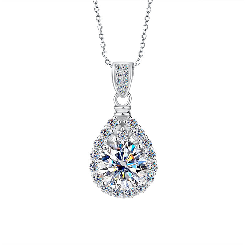 Verdantia - Round Cut Green Moissanite Halo Necklace