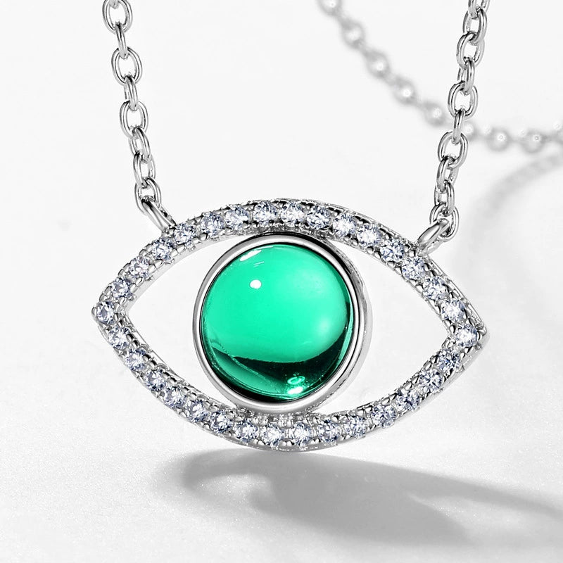 Celeste Round Cut Lab Emerald Unique Necklace