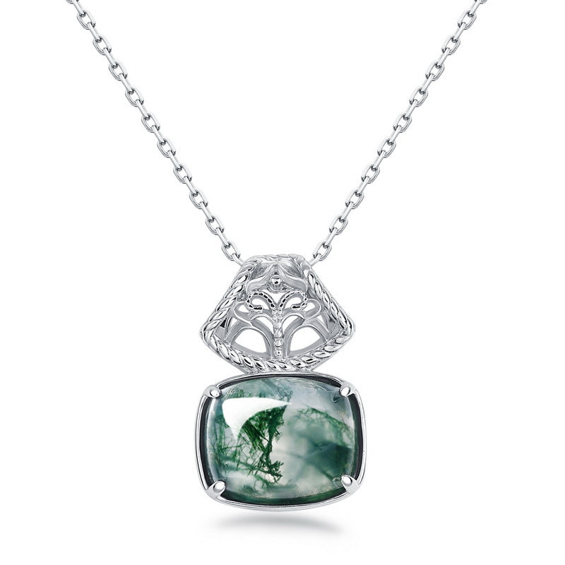 Egyptian Queen Moss Agate Pendant For Women