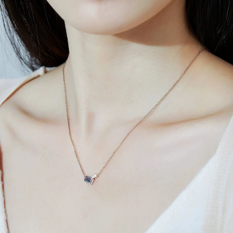 Estelle Emerald Cut Lab Alexandrite Classic Necklace