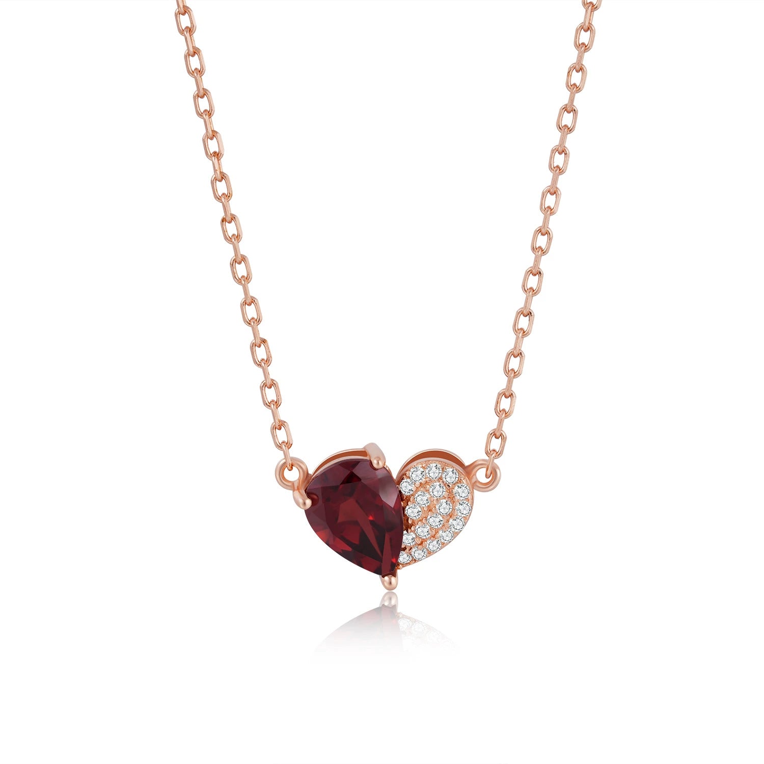 “Felicity”  Heart to Heart Cut Garnet Classic Necklace