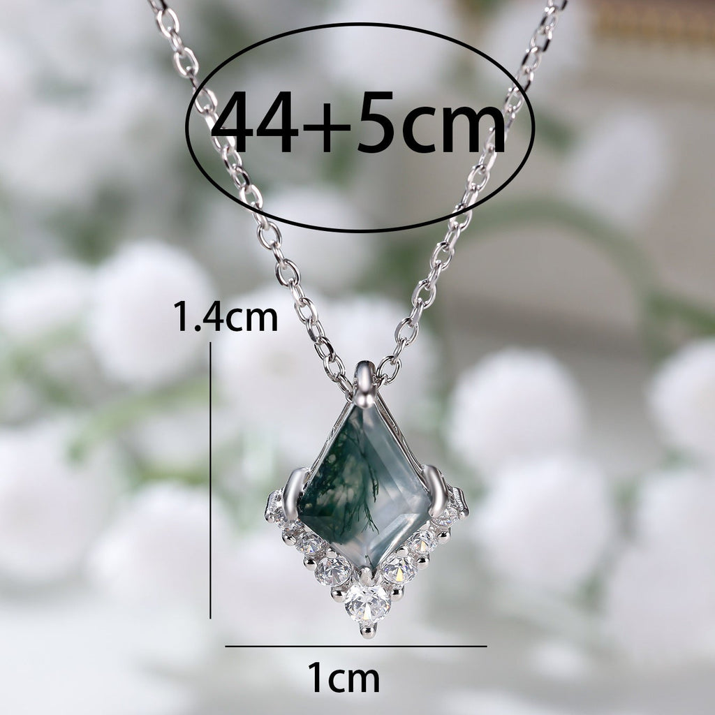 Kite Shape Moss Agate Cluster Necklace - Maris