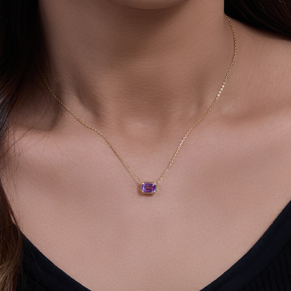 Mirielle Emerald Cut Amethyst Classic Necklace