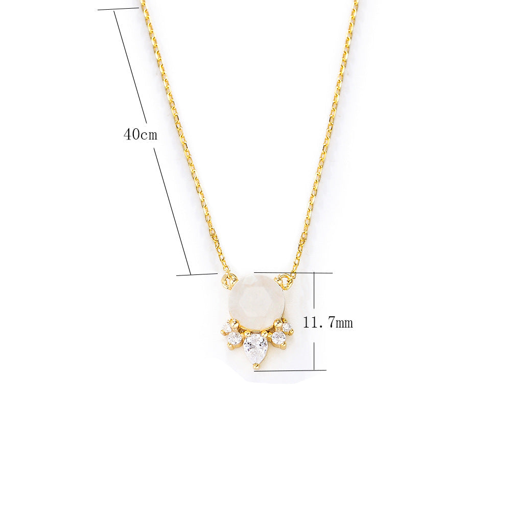 Selene Round Cut Moonstone Classic Necklace