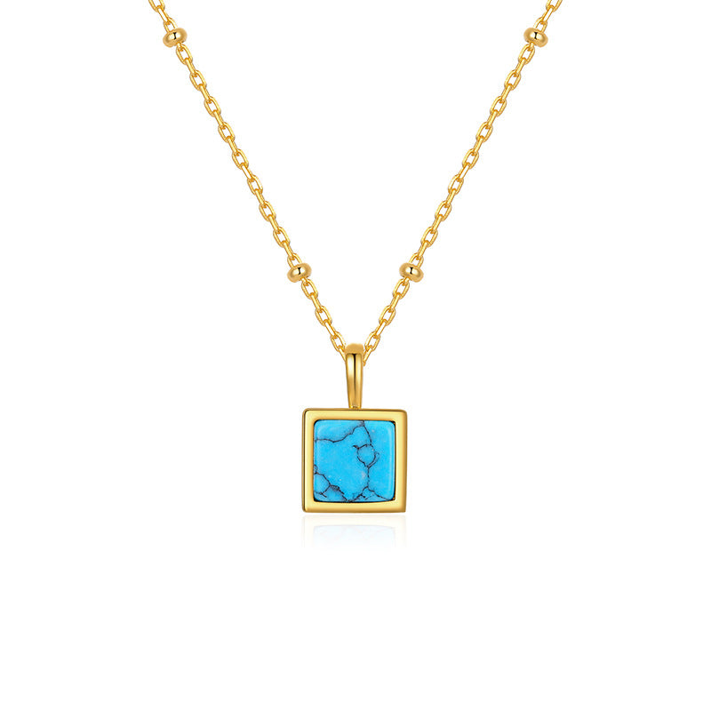 Celestial- Princess Cut Turquoise Classic Necklace