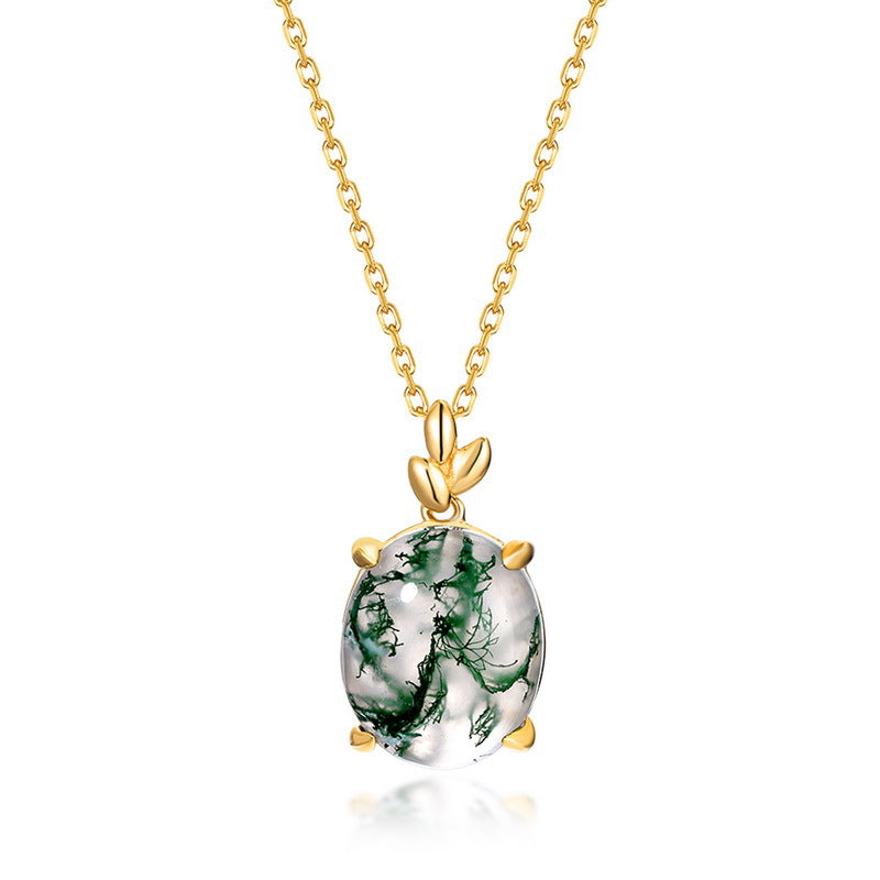 Nature Inspired Green Moss Agate Personalized To My Wife Necklace "Lioren"