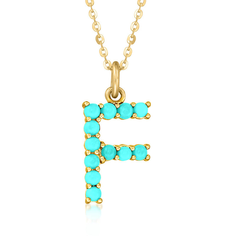 Persephone's Gift Elegant Turquoise Letter Dainty Classic Necklace
