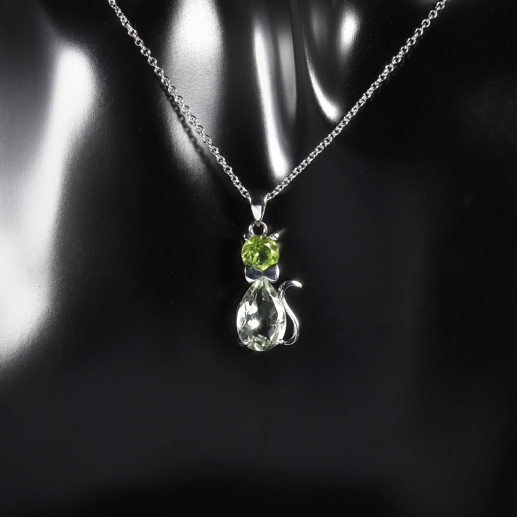 Catrine - Pear Cut Natural Green Amethyst Unique Necklace