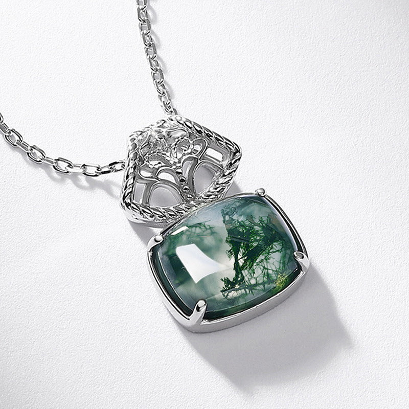 Egyptian Queen Moss Agate Pendant For Women