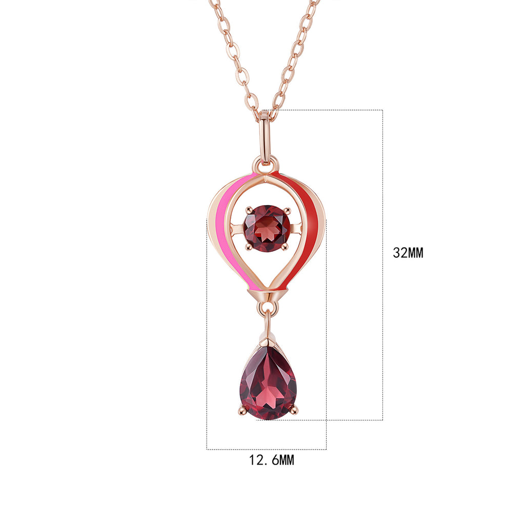 “Thea” Heart Shaped Pear Cut Garnet Unique Pendant