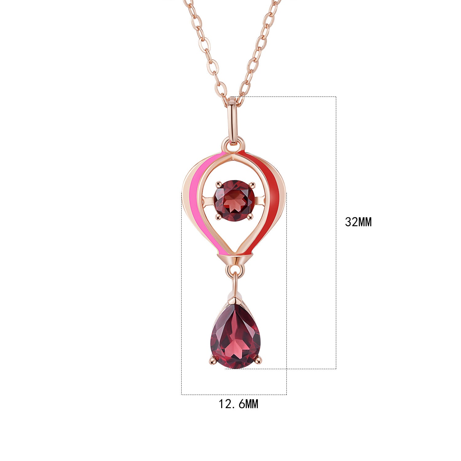 “Thea” Heart Shaped Pear Cut Garnet Unique Pendant
