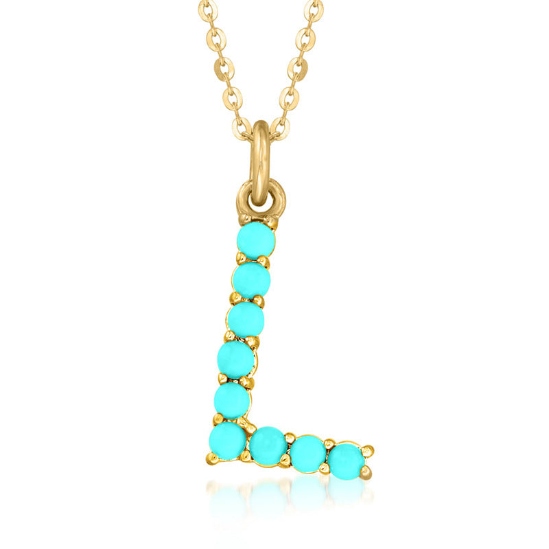 Persephone's Gift Elegant Turquoise Letter Dainty Classic Necklace
