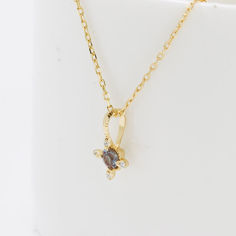 Vivienne Round Cut Lab Alexandrite Vintage Necklace
