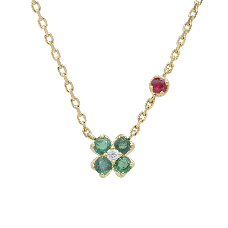 Celestia Round Cut Emerald & ruby  Classic Necklace