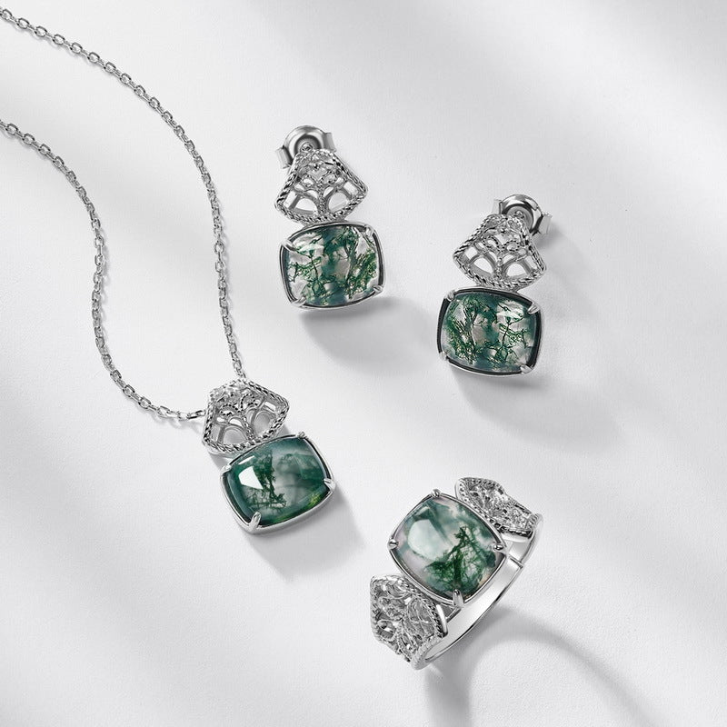 Egyptian Queen Moss Agate Pendant For Women