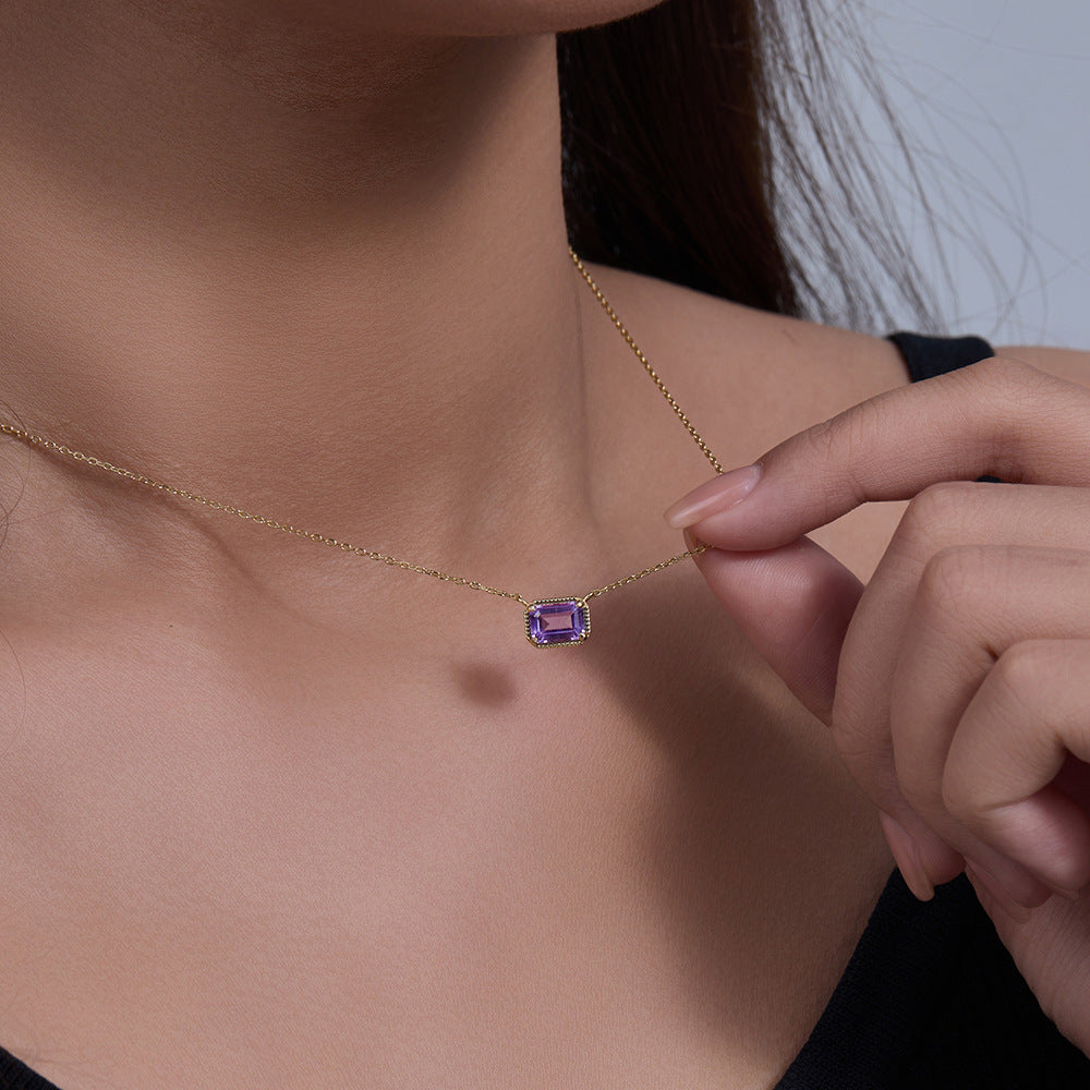 Mirielle Emerald Cut Amethyst Classic Necklace