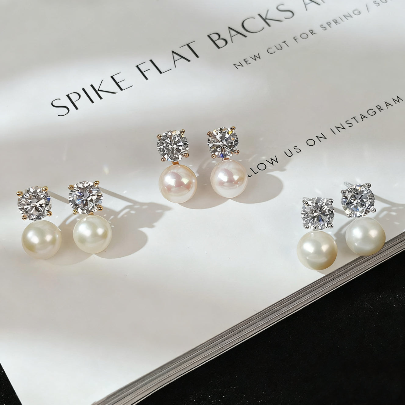 10K/14K Round Cut Zircon & Natural Pearl Classic Drop Earrings Wedding Earrings