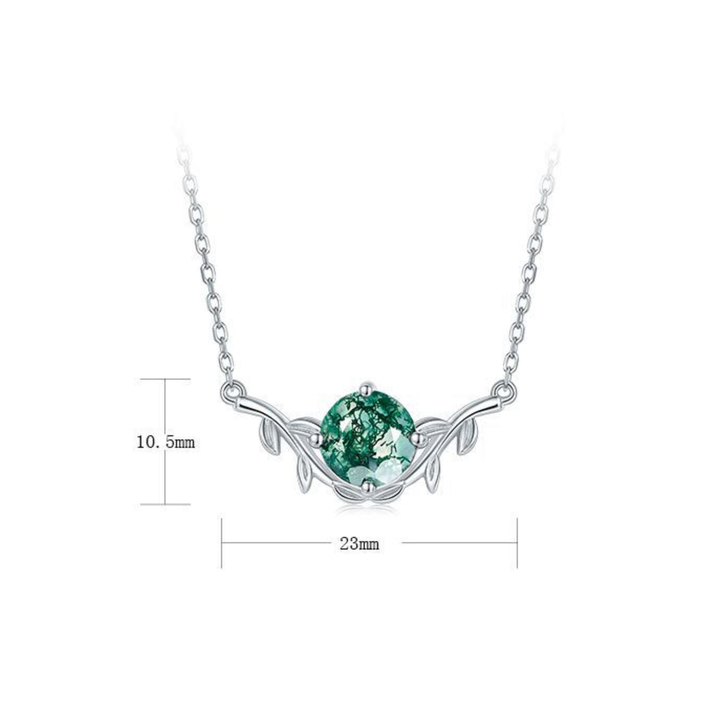 Viridis - Round Cut Moss Agate Nature Necklace