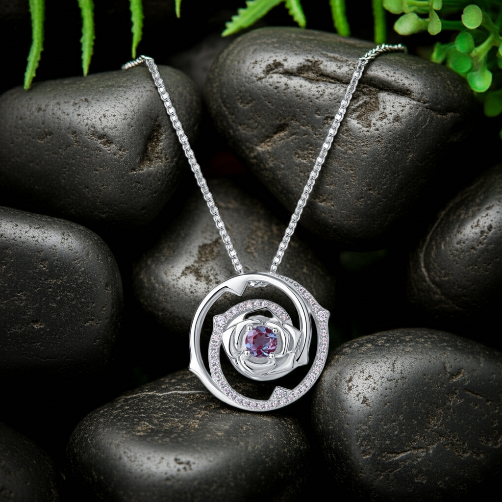 Minerva Round Cut Lab Alexandrite Classic Necklace