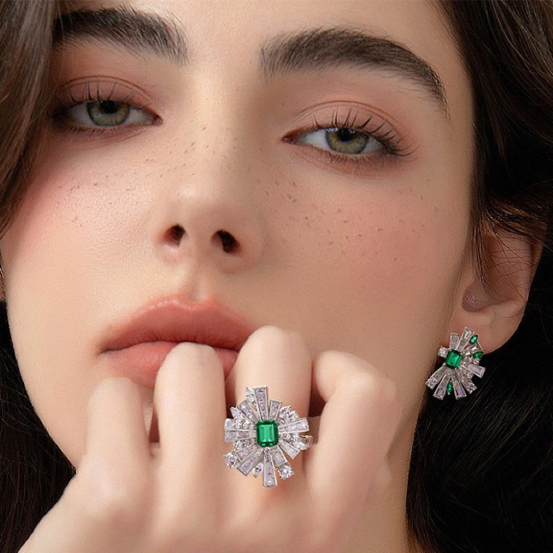 Emerald Cut Lab Emerald Unique Earrings
