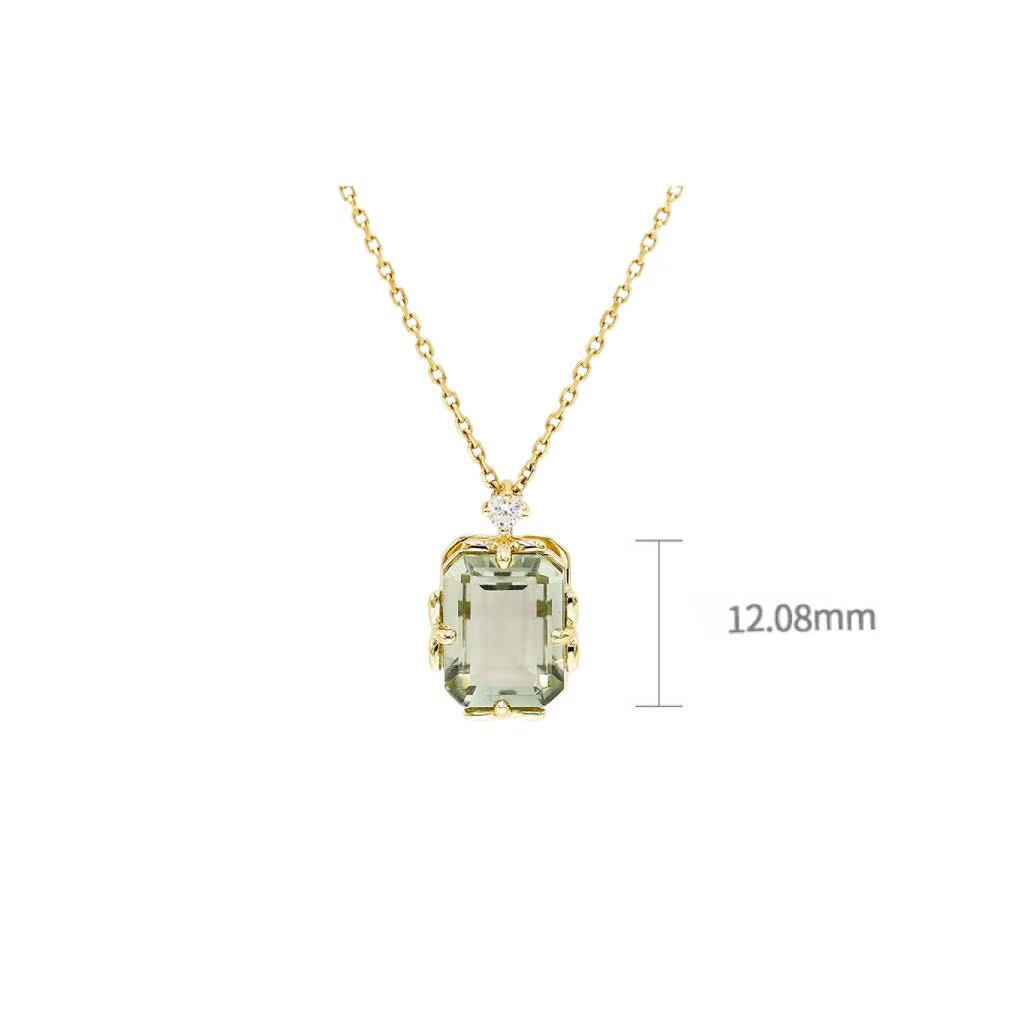 Aquaera - Emerald Cut Natural Green Crystal Minimalist Classic Necklace