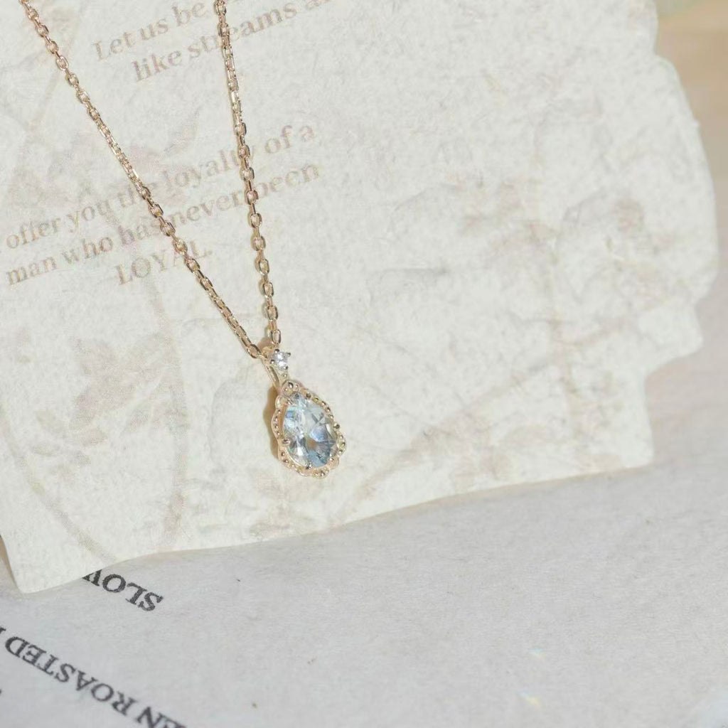 Pear Cut Aquamarine Elegant Vintage Necklace - ‘Antoinette’