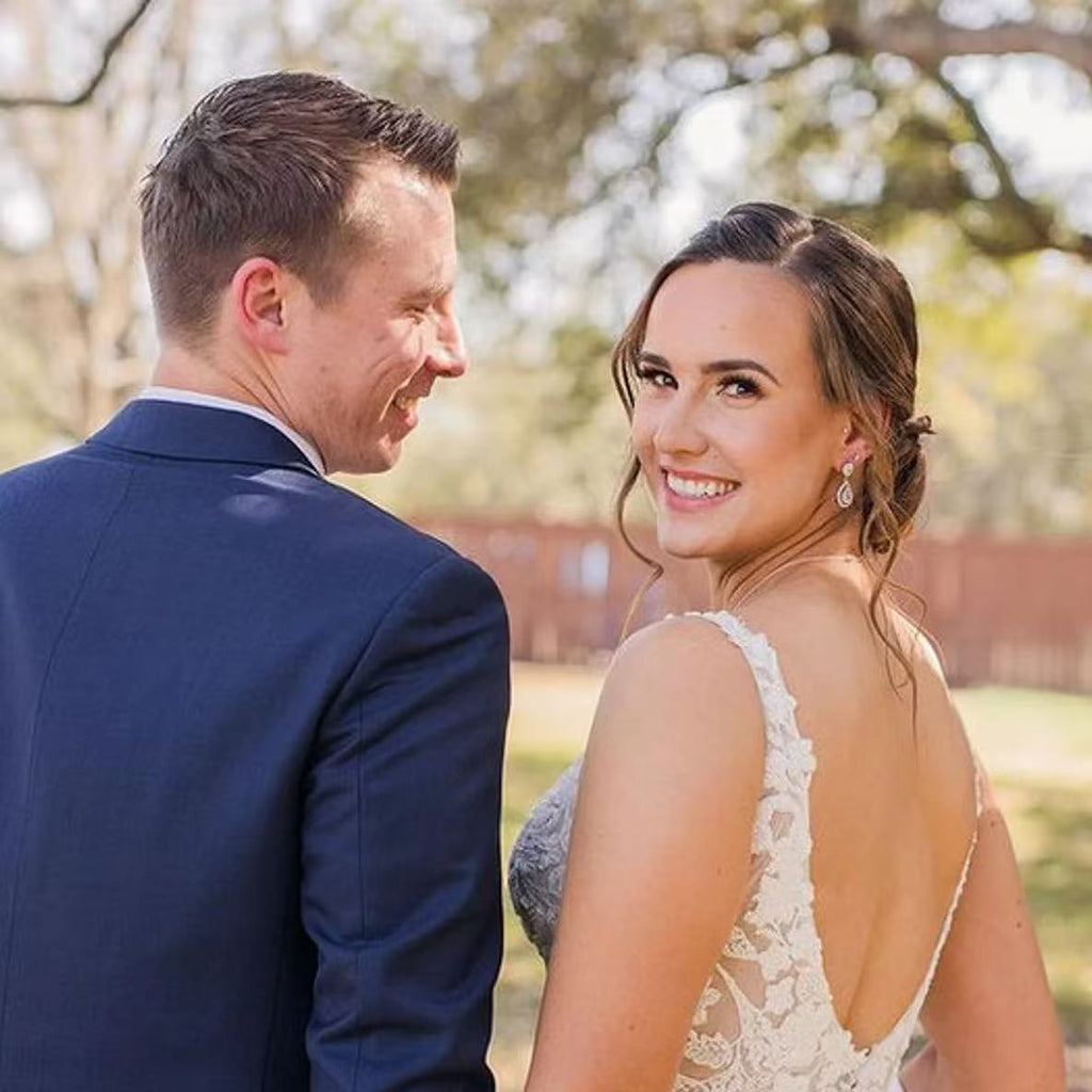 Pear Cut Moissanite Drop Bridal Wedding Earrings