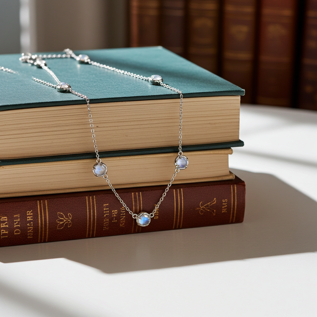 Yvaine Round Cut  Moonstone Classic Necklace