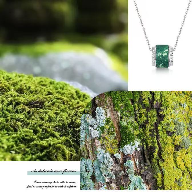Melora - Moss Agate Inlay Halo Necklace