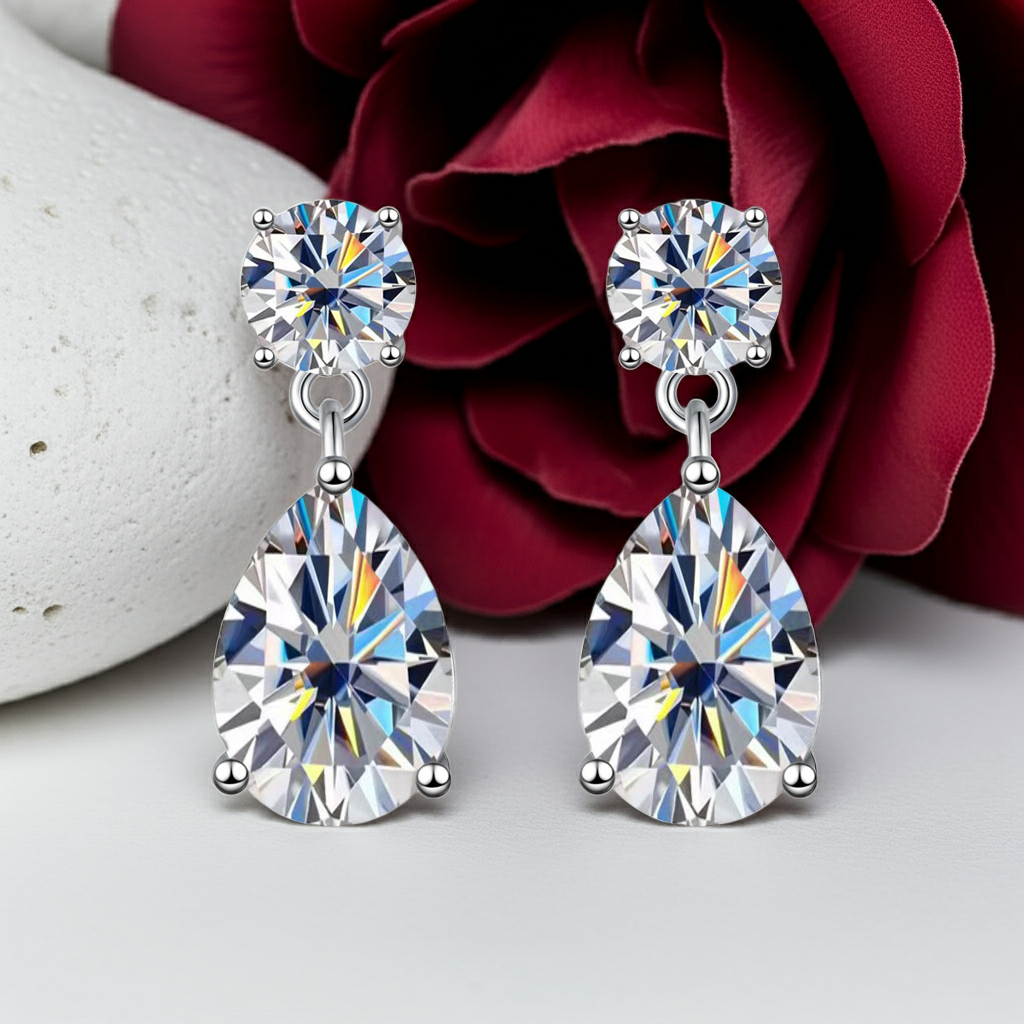 10K/14K Pear Cut Moissanite Drop Earrings Classic Wedding Earrings