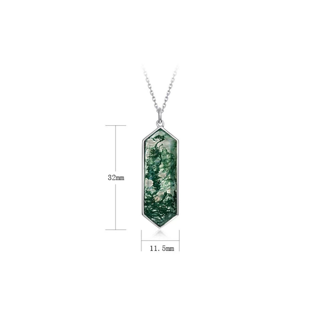 Lagoon - Hexagon Cut Moss Agate Classic Necklace