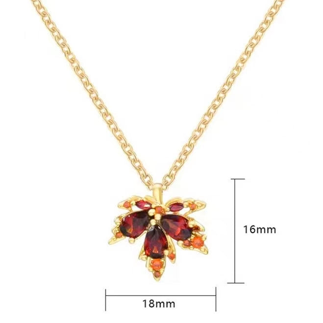 Marquise Cut Cubic Zirconia Classic Maple Leaf  Necklace